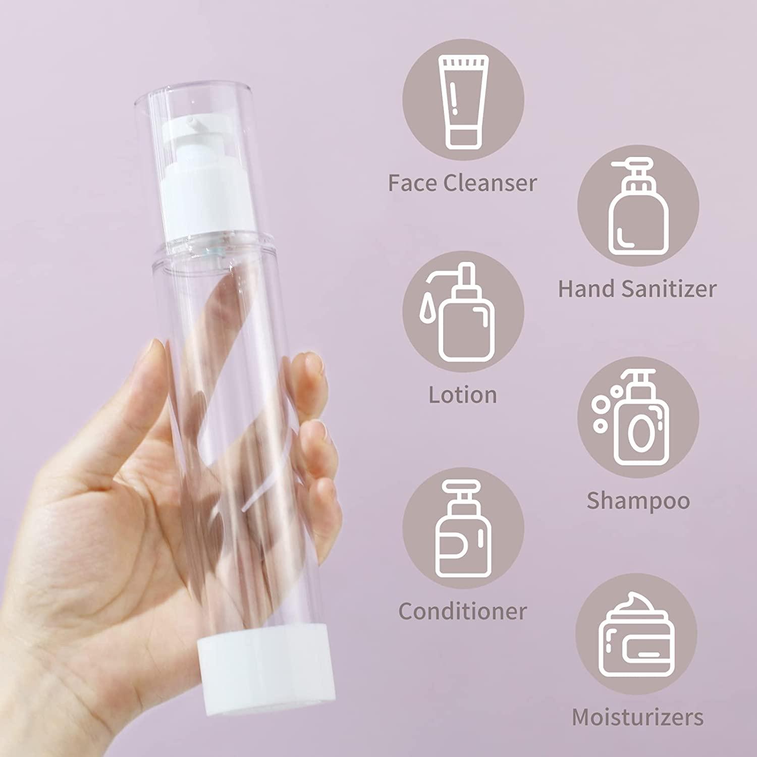 LONGWAY 4 Oz Clear Airless Cosmetic Travel Pump Bottle Pack of 6