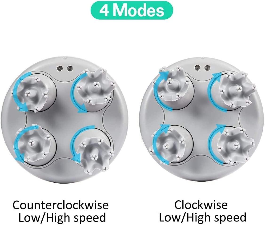 LATME Electric Scalp Massager with 4 Replacement Heads Portable Head