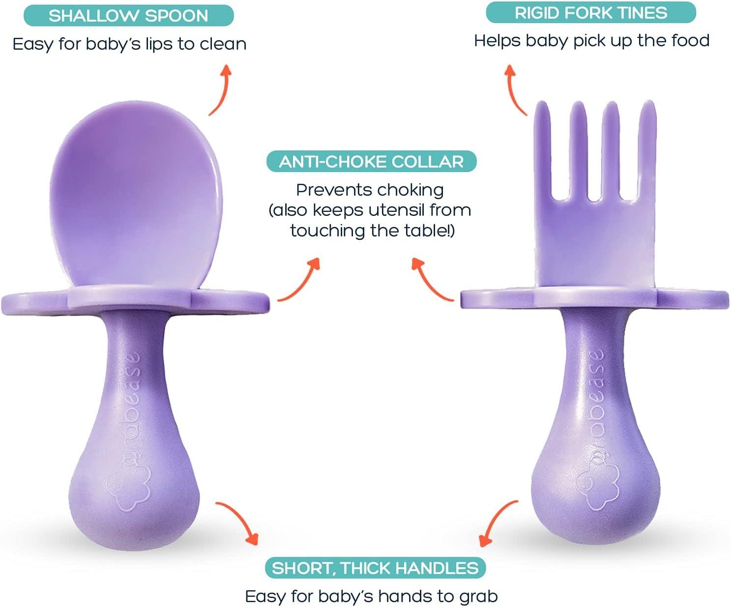 Grabease Baby Self-Feeding Utensils Set for Baby-Led Weaning - Non-Toxic  Spoon and Fork with Protective Barriers - Lavender | Buy Now with Express  International Delivery | GoSupps.com
