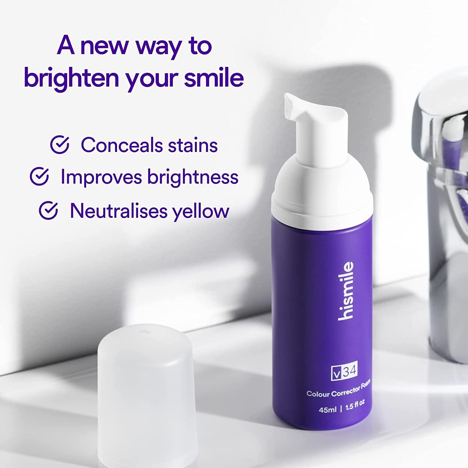 Hismile v34 Foam Colour Corrector, Purple Teeth Whitening, Tooth Stain