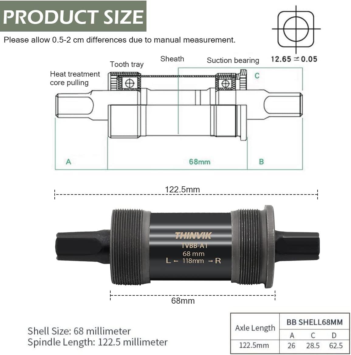 Bicycle Bottom Bracket Square Taper Bottom Bracket 68mm BSA