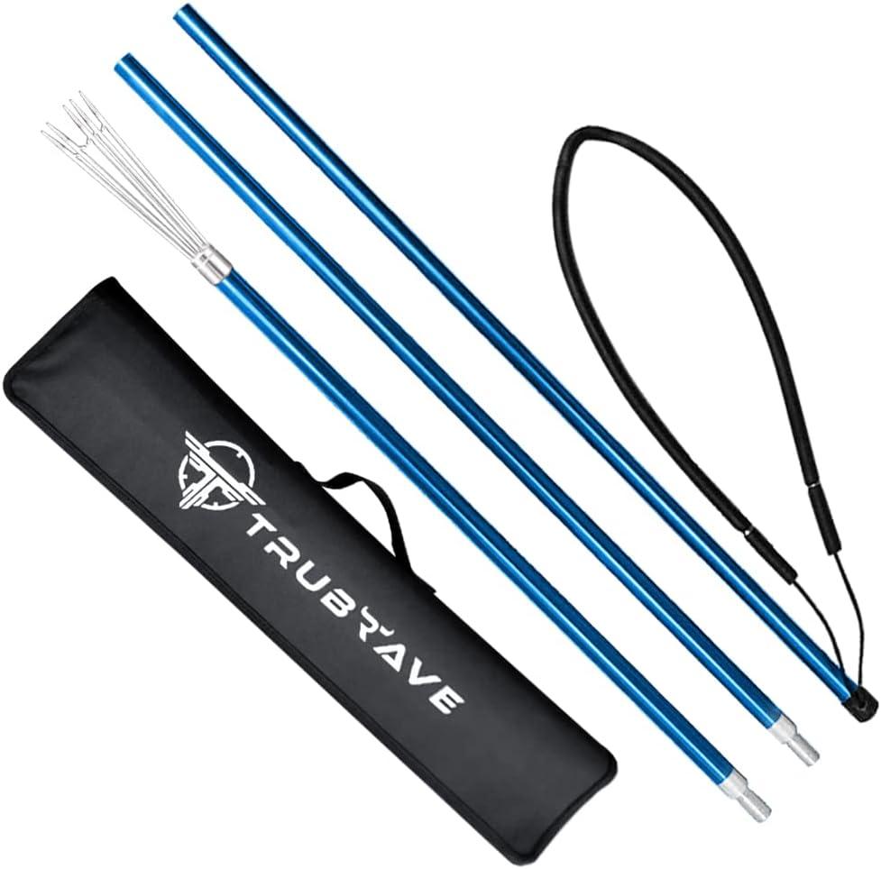 Trubrave - Sling Fishing Spear - Travel Aluminum Pole Spear for Fishing  with Stainless Steel Prong 5 Paralyzer Tips, 3-in-1 & Travel Bag