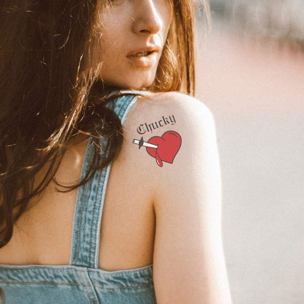 Bride of Chucky Heart Temporary Tattoos, 10 PCS Tiffany Heart Tattoos  Sticker For Women, Halloween, Party, Costume,Cosplay