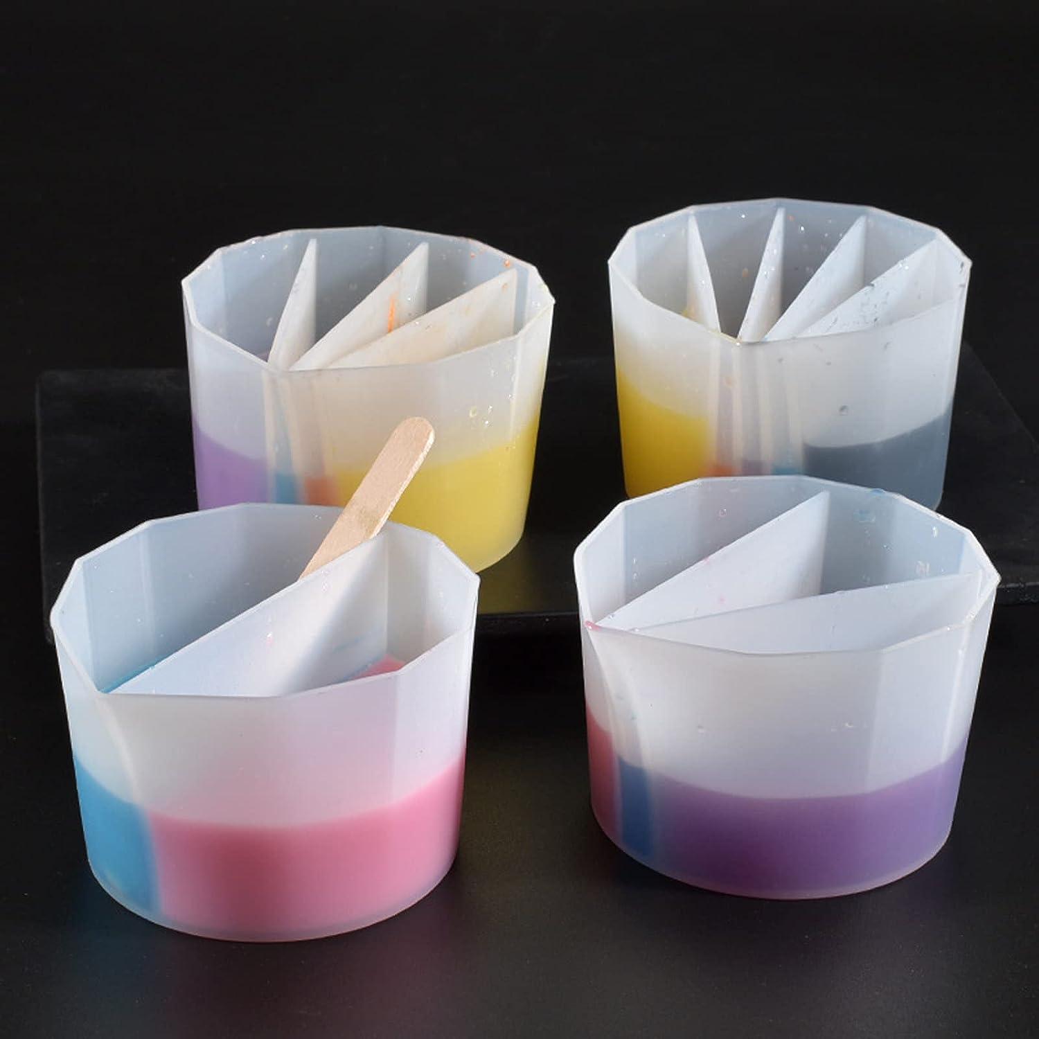 Split Cups for Paint Pouring 4pcs Silicone Pour Painting Supplies Paint Pour Split Cup for Acrylic Resin Pouring Reusable Paint Cups for Painting