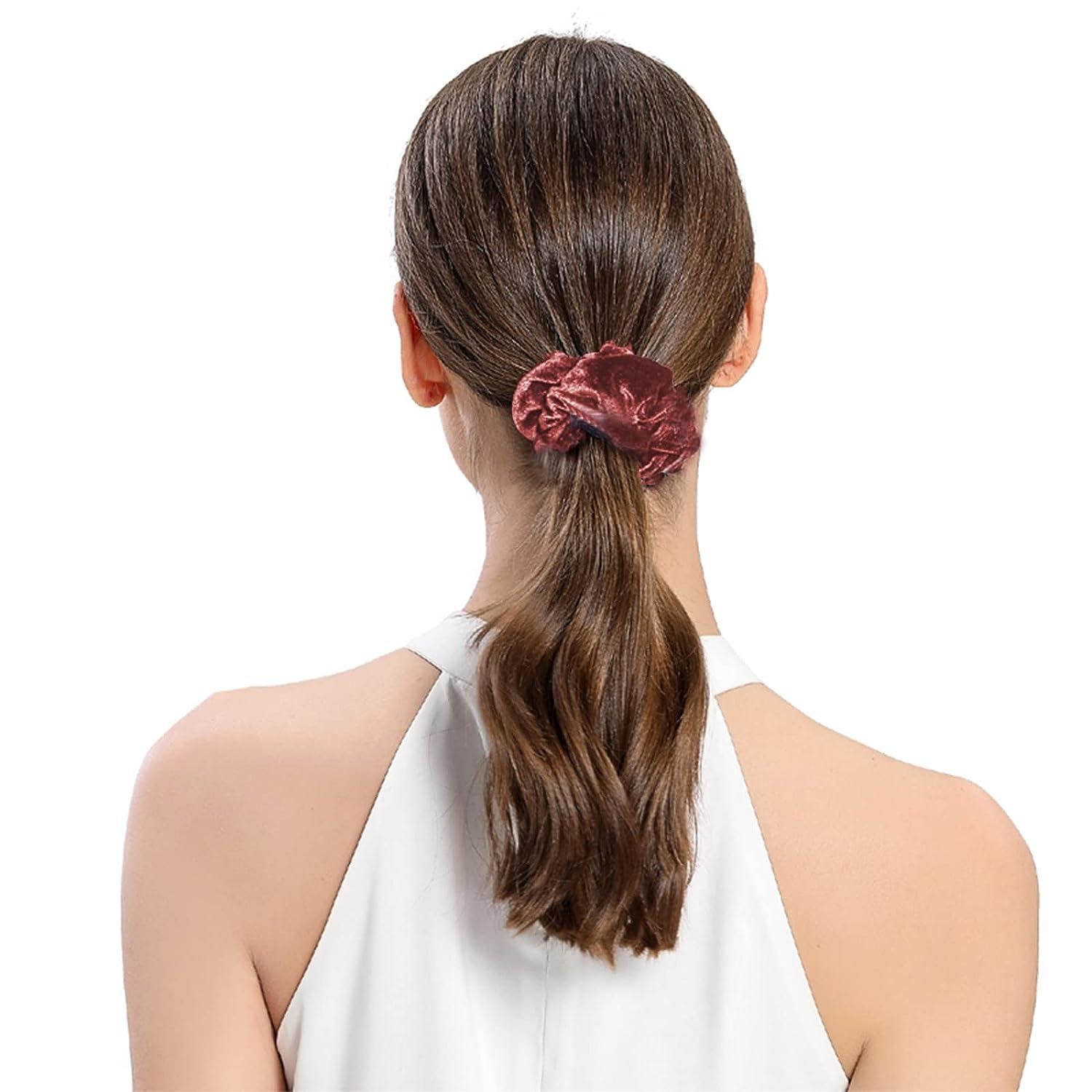 Jaciya Velvet Scrunchies Set - Soft Elastic Hair Bands for