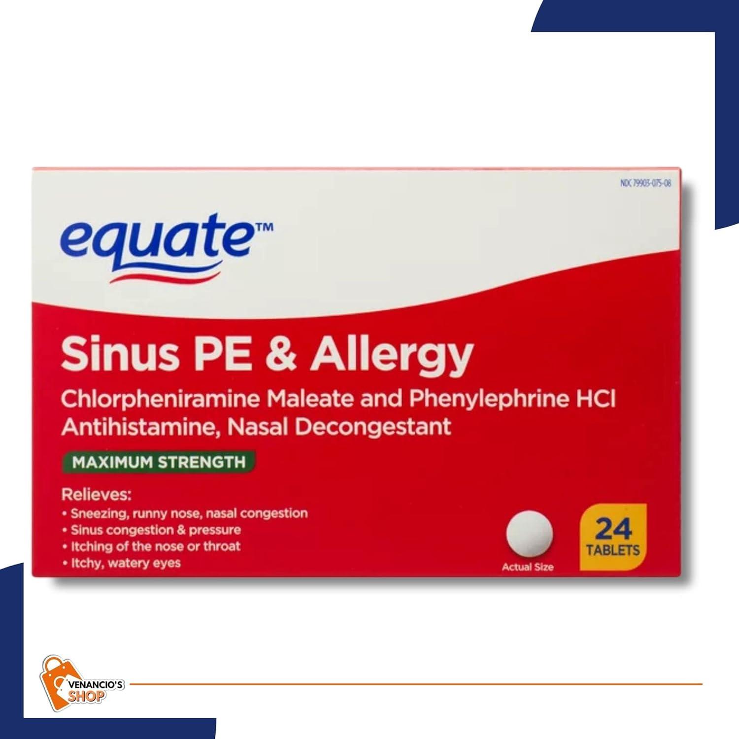 Equate Sinus & Allergy Relief PE Tablets Maximum Strength