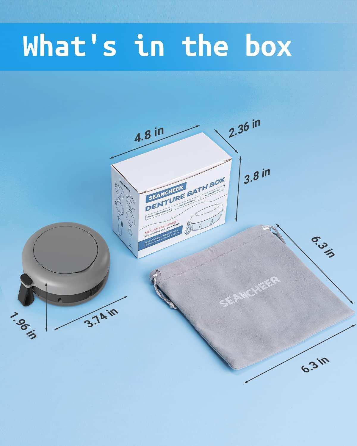 BVN Denture Bath Denture Case: Denture Cup For Soaking Dentures, Retainer Cleaner Case With Mirror, Mouth Guard Case, Aligner Case, Retainer Holder, Night Guard Case, False Teeth Container Black