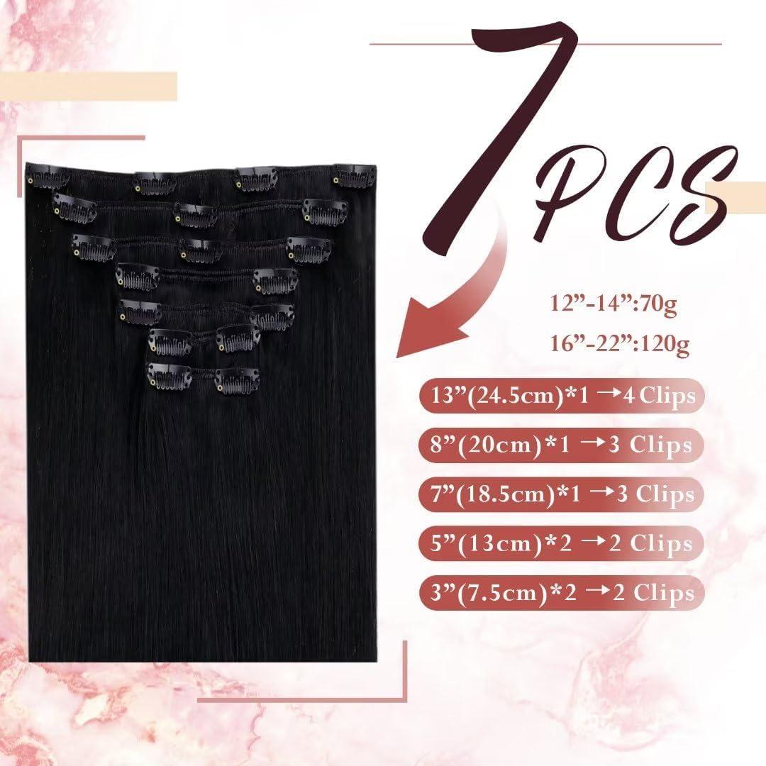 YILITE Jet Black Clip In Hair Extensions Real Human Hair #1 120 Gram 8Pcs 16inch Hair Extensions Clip Ins Natural Silky Straight Human Hair Clip In Extensions (16inches #1 Jet - View #4