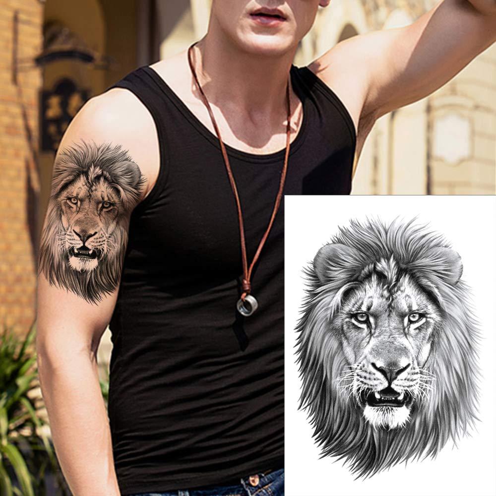 Buy Full Sleeve Lion & Wolf Temporary Tattoo Realistic Lion King Clock  Crown Sleeve Leg Tattoo Vintage Clock Crafting Supply Online in India - Etsy