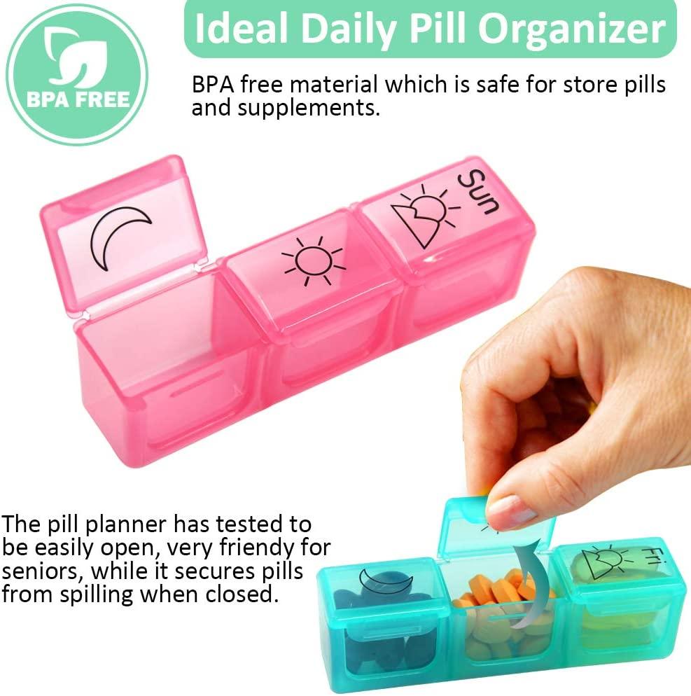 Comfitime Pill Organizer Weekly Medicine Organizer, 3 Times A Day, Travel Pill Box with AM/PM Daily Pill Containers, 7 Day Pill Case Holder for