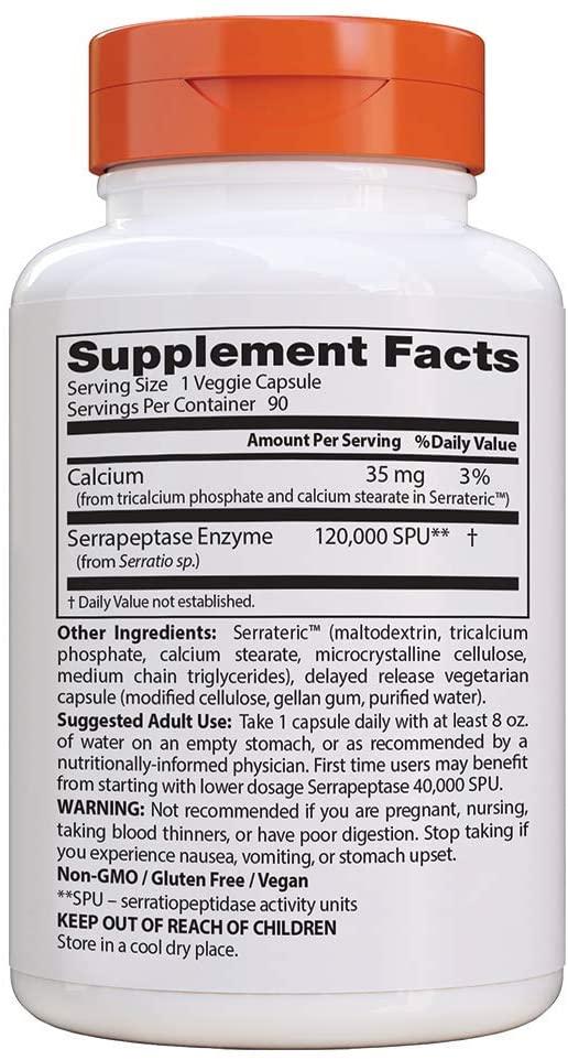Doctor's Best High Potency Serrapeptase 120000 SPU 90 Veggie Caps