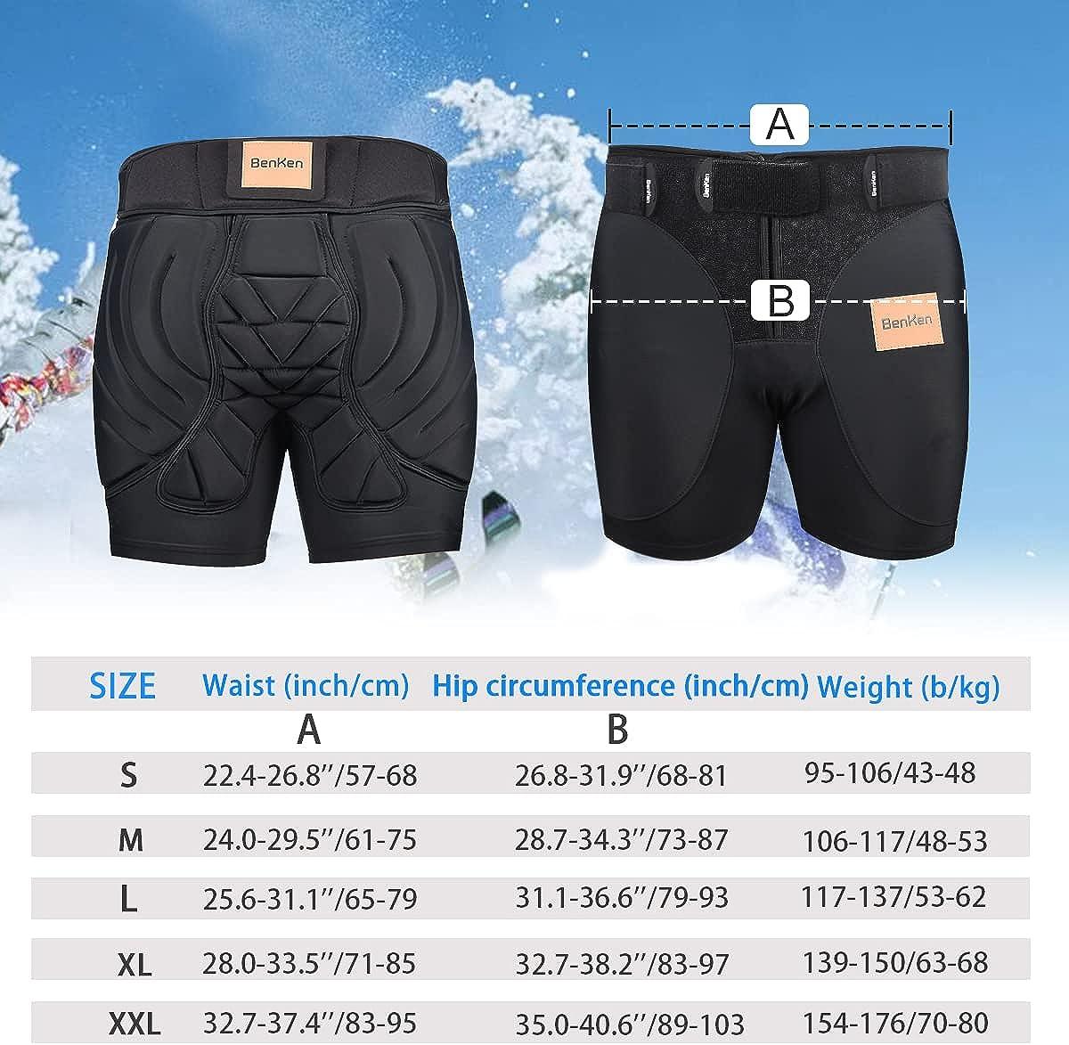 Short De Protection Rembourré BenKen XL Noir Pour Ski Et Snowboard - Protection Hanches 3D