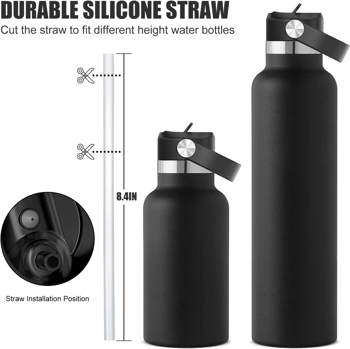 Standard Mouth Straw Lid for Hydroflask 24 21 18 oz,Lid with Straws fit for Hydro  Flask and Other Water Bottles Sports Cap Top Replacement Accessories Black