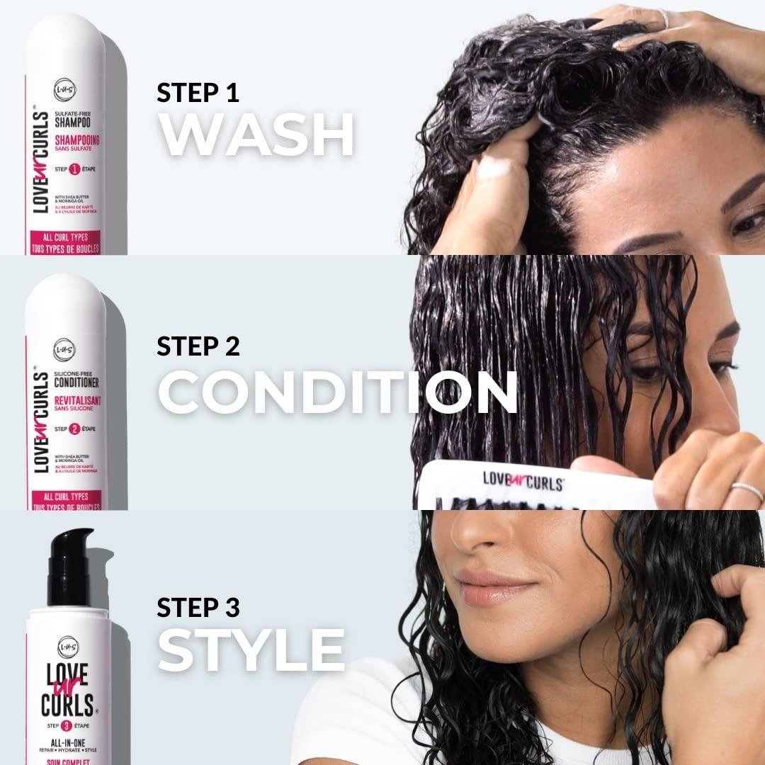 LUS Brands Love Ur Curls for Curly Hair, 3Step System Shampoo and
