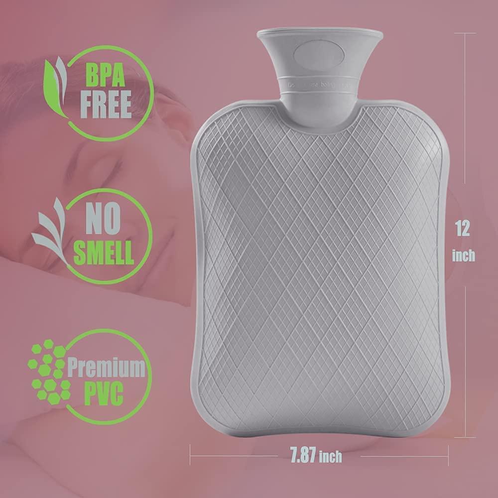 Hot Water Bottle with Soft Cover 1.8L Large Classic BPA Free Hot Water Bag for Neck