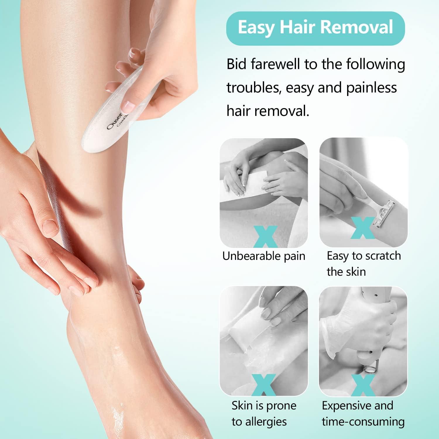 Crystal Hair Eraser | Reusable Exfoliation Flawless Magic Removal Stone for  Men and Women Painless Remover Tool for Back, Arms, and Legs Washable and