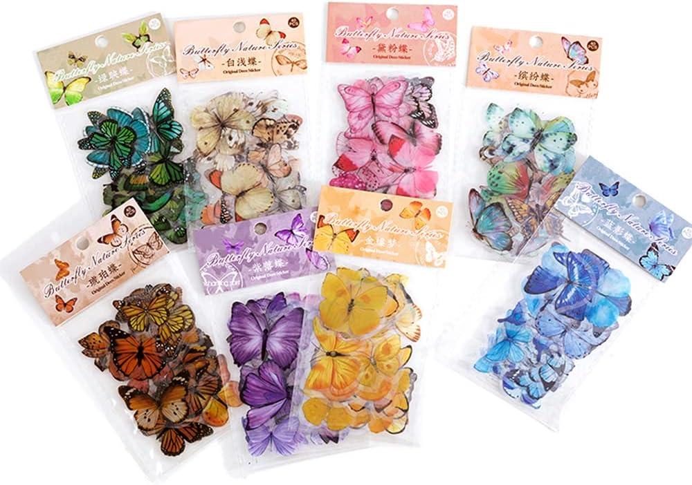 Knaid Butterfly Stickers Set (320 Pieces) Transparent Colorful Butterflies Resin  Stickers Decals for Nature Scrapbook Supplies Junk Journal Bullet Journals  Planners Laptops Paper Crafts