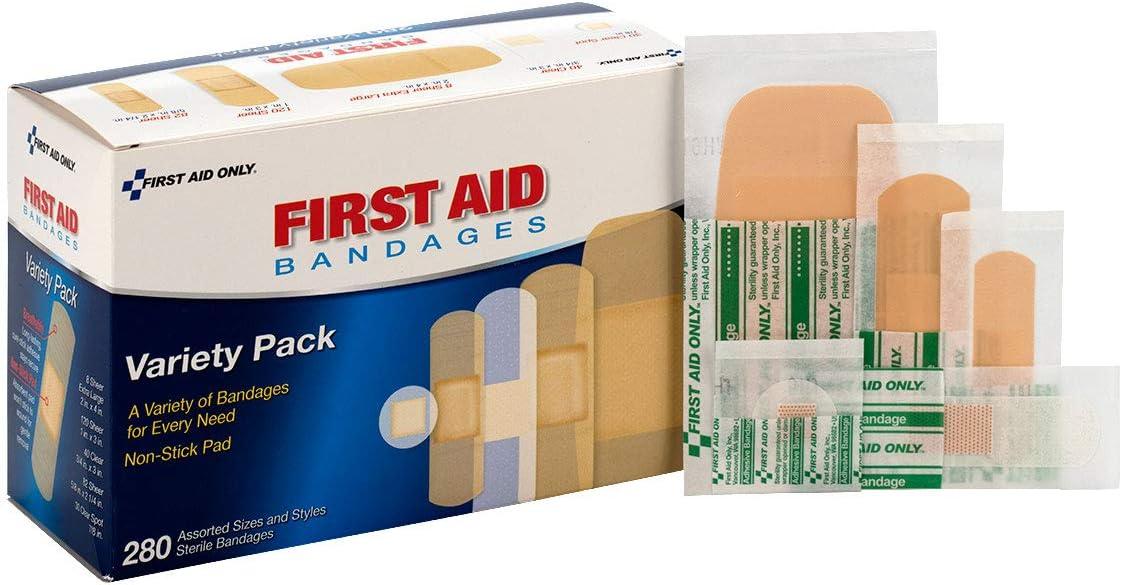 280-Count Sheer & Clear Bandage Variety Pack - Assorted Sizes For First Aid Kits