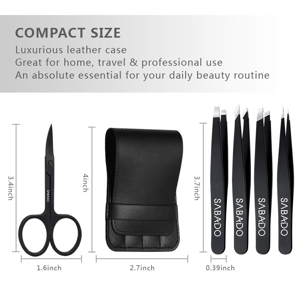 5-Piece Professional Tweezers Set With Curved Scissors - Stainless Steel Beauty Tools