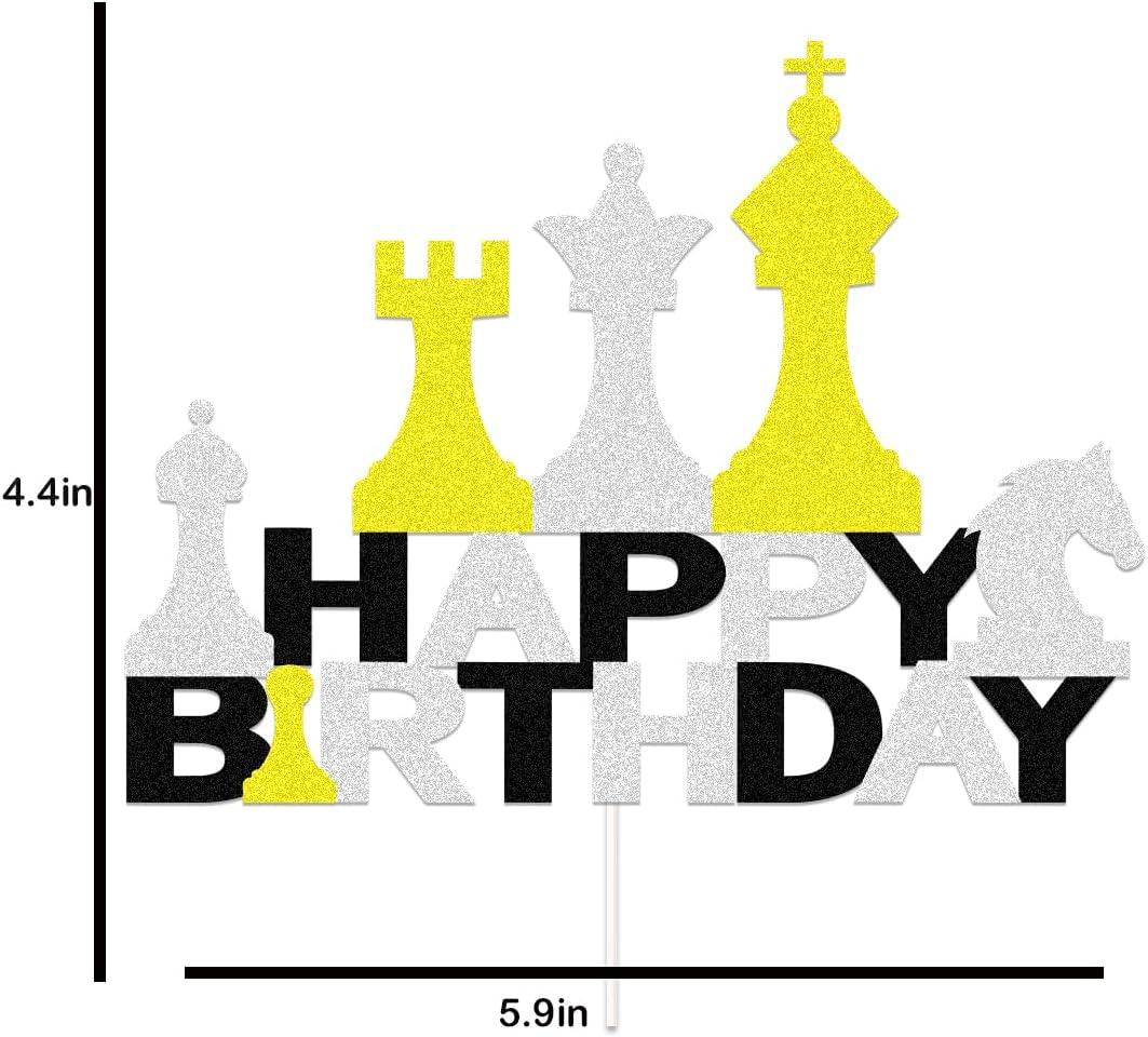ChoJoy Chess Cake Topper Chess Birthday Decoration with Chess for Chess Themed Birthday Party