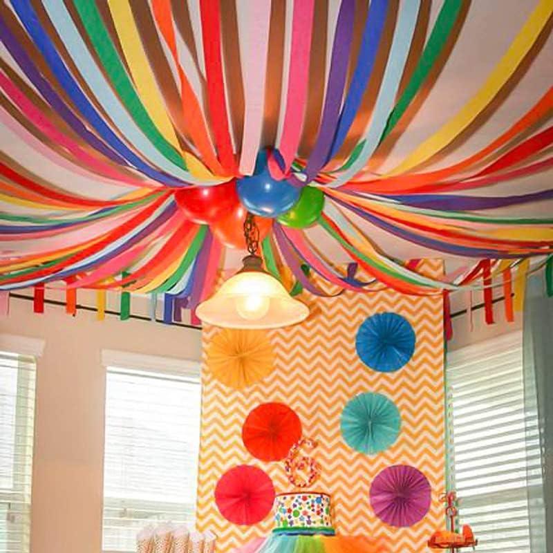 Rainbow Crepe Paper Streamers Decorations Crepe Paper Roll for