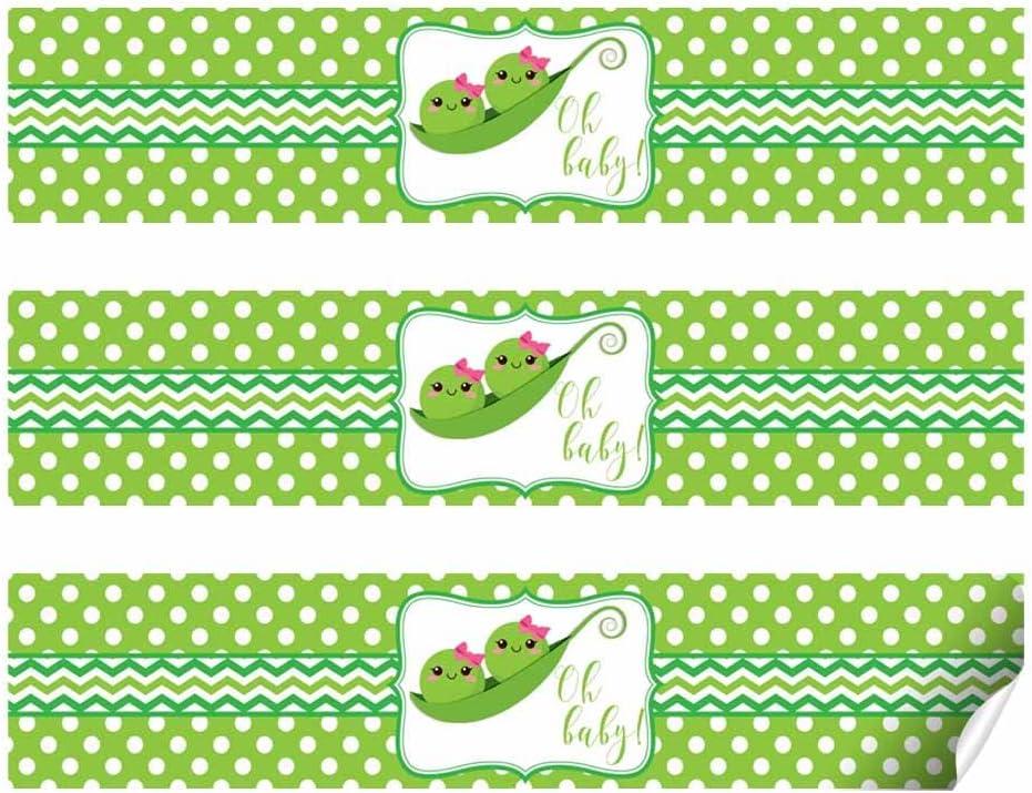 Peas in a Pod Twin Girl Baby Shower Water Bottle Sticker Wrappers - 20 ...