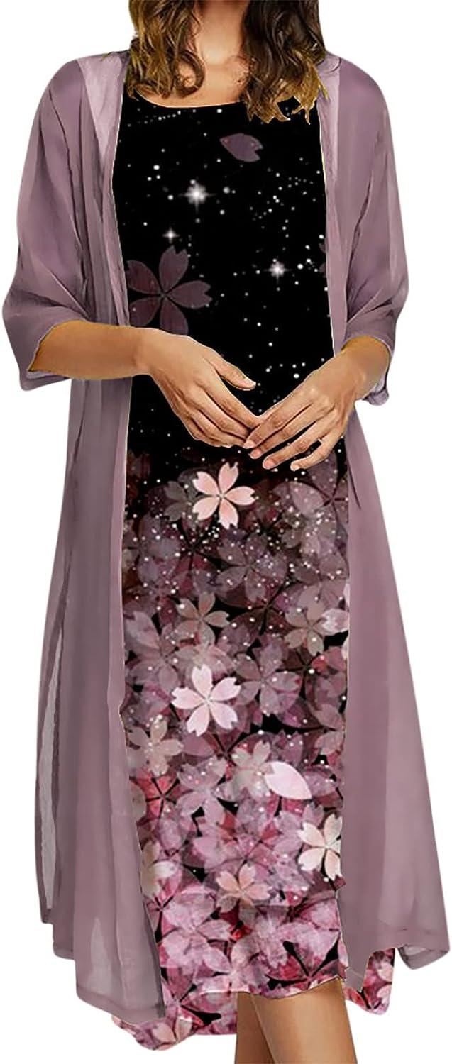 Dresses That Hide Belly Fat Casual Bohemian Vacation Dresses High Waist T Shirt Women's Cocktail Dresses Skirts Trendy Purple 4X-Large