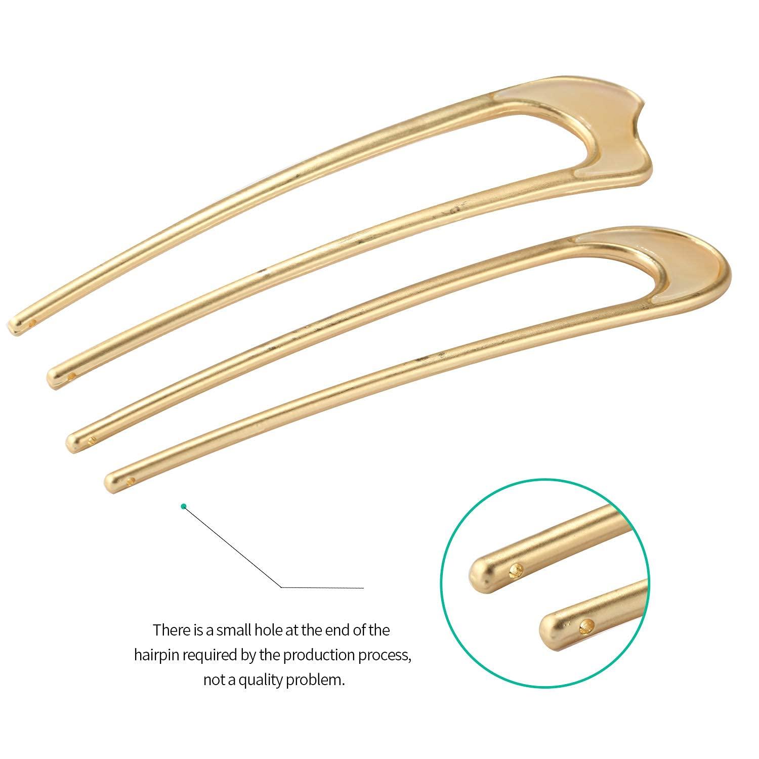 Vintage UShaped Hair Pins 2PCS Style 1 C.Gold Color French Hair