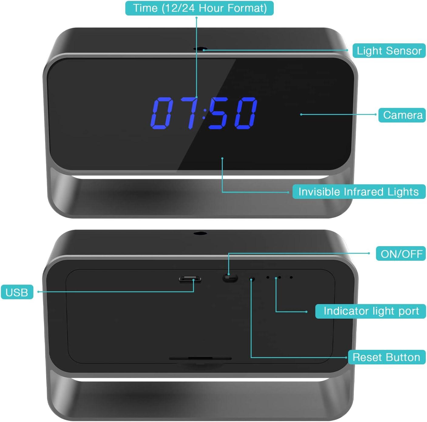 GooSpy Hidden Camera Clock WiFi Spy Camera FHD 1080P Wireless Nanny