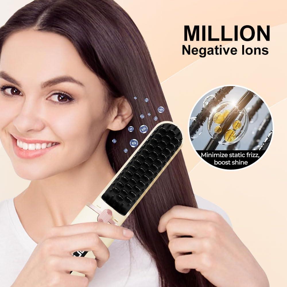 Cordless Hair Straightener Comb Negative Ion Hot Brush for