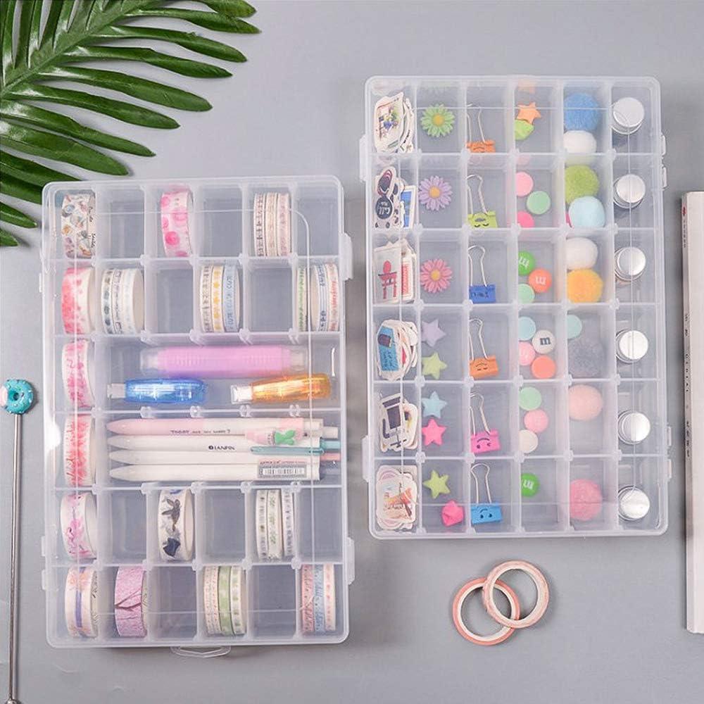 OUTUXED 36 Grids Clear Plastic Organizer Box with Adjustable Compartment  Dividers, Jewlery Storage Bead Organizer Rock Collection Box for Fishing  Tackles Washi Tapes Threads 1