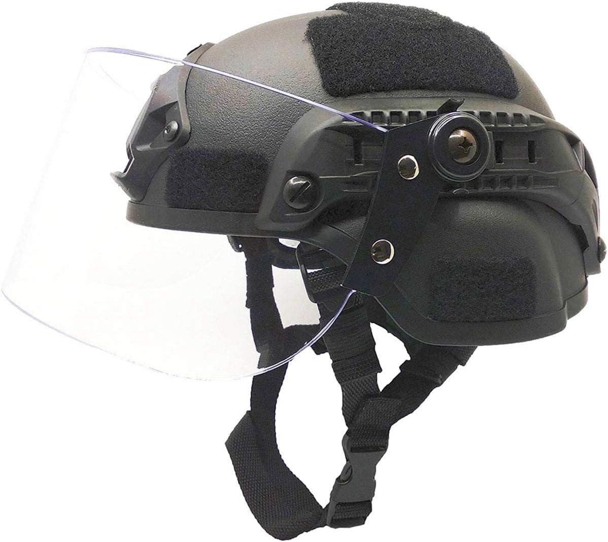 Airsoft MICH 2000 ACH Tactical Helmet with Clear Visor NVG Mount and