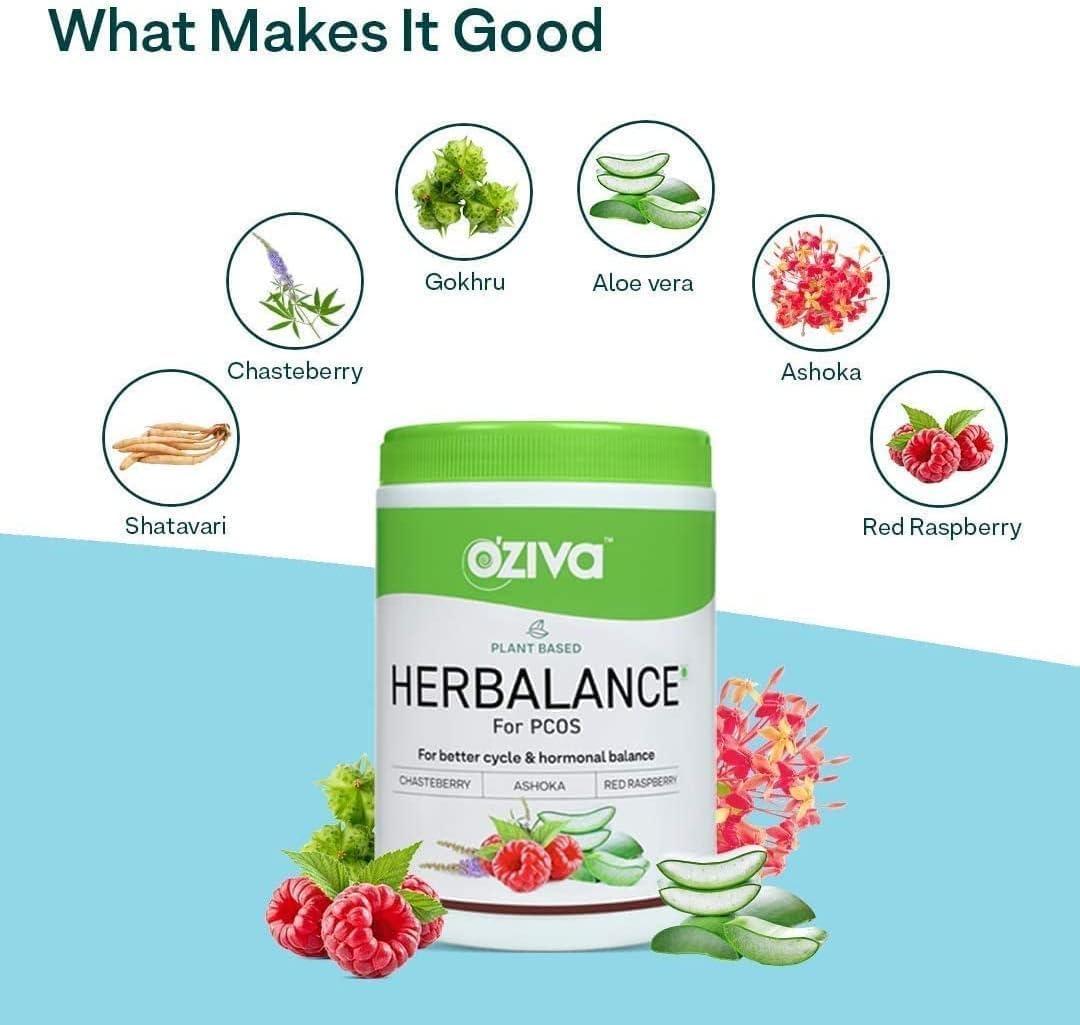 gmers VANIYA OZiva Plant Based HerBalance for PCOS 250g | PCOS Supplement  for Women for Hormonal Balance & Better Menstrual Cycle | with Shatavari  Chasteberry Ashoka Certified Clean & Vegan | Buy