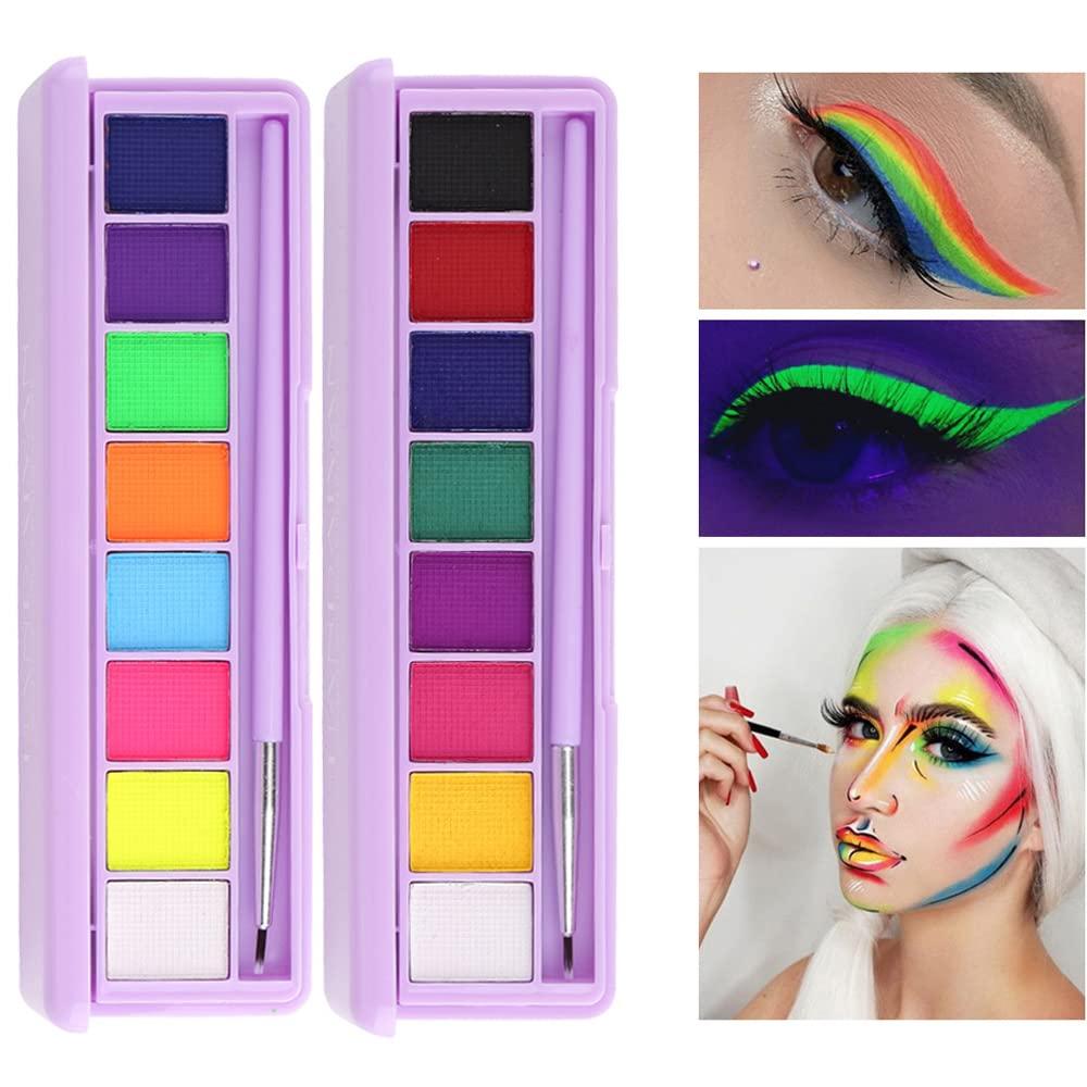 Yeweian 8 Colors Water Activated Eyeliner Palette Liquid Eyeliner Colorful  Set Hydra Graphic Eyeliner Makeup Neon Face Paint Glow UV Black White Red