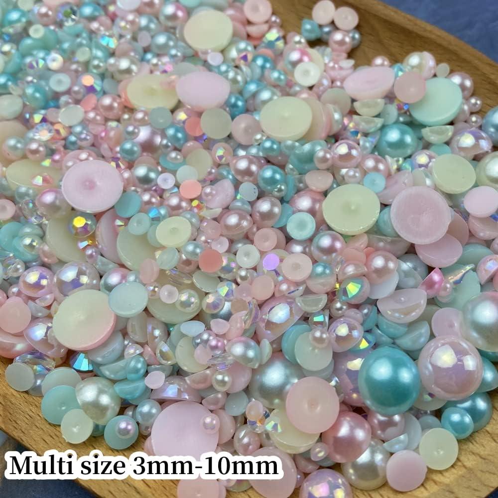 Mix Flatback Pearls and Rhinestones for Crafts 60g,3680PCS  Semicircle Pearl 3mm-10mm Jelly Rhinestones Pearls for Nail Art with  Tweezer,Wax Picker Pen : Beauty & Personal Care