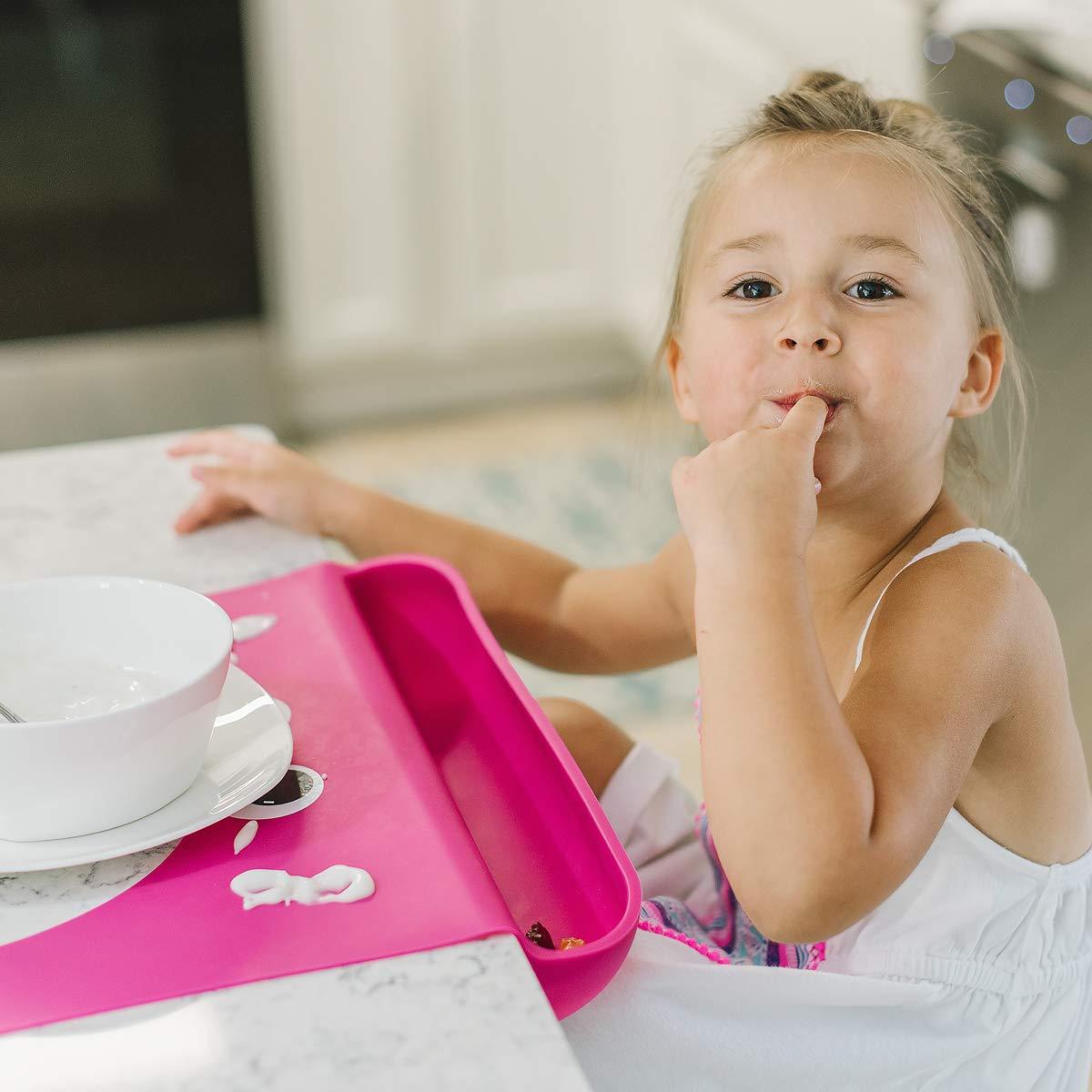 The Cibo Food Catching Baby Placemat with Suction - Wide Mouth Silicone  Placemat for Toddlers Kids and Babies - See Video Demonstration Strawberry  Red