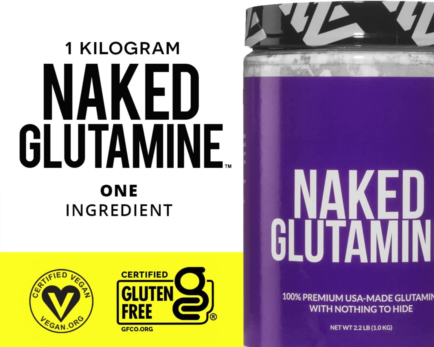 Pure LGlutamine Made in The USA 200 Servings 1,000g, 2.2lb Bulk