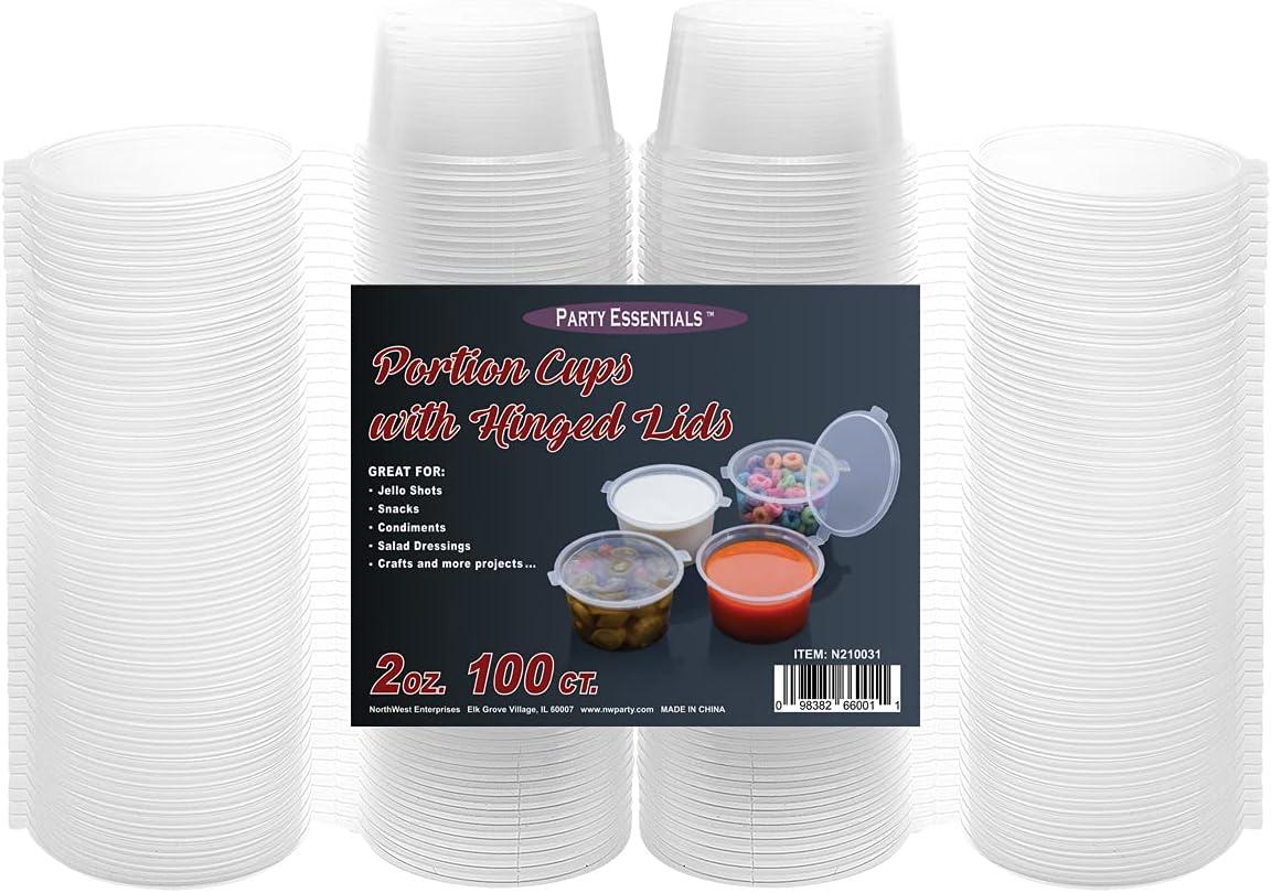 Party Essentials Hard Plastic Jello Shot Cups with Lids, 2.5 oz, Clear