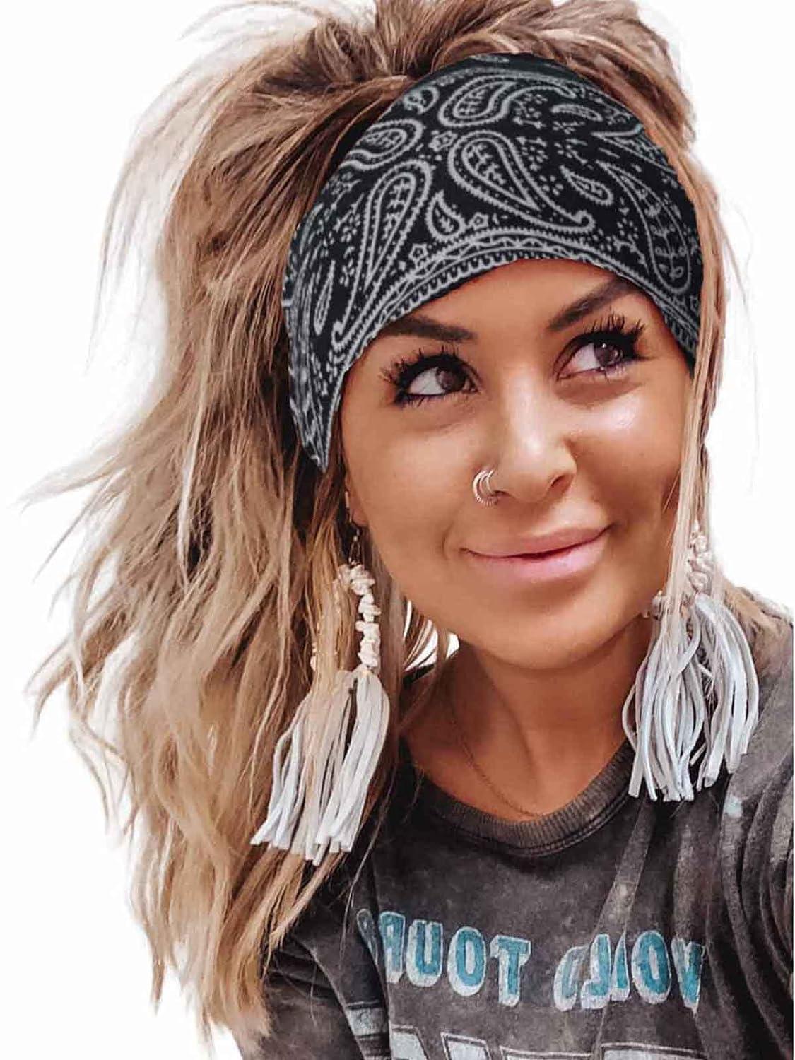 Boho Leopard Turban Headbands Pack Floral Print Elastic Hair