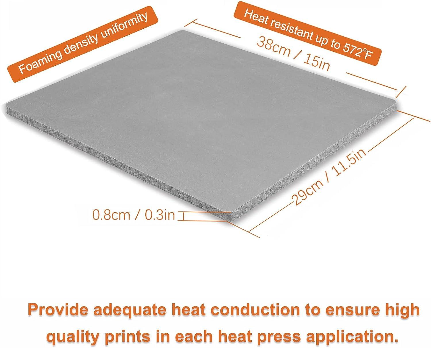 15 x 15 Inches Silicone Heat Press Mat Pad, 0.3'' Thickest Silicone Pad For Heat  Press Machine, Flat Heat Transfer Press Replacement Pad 