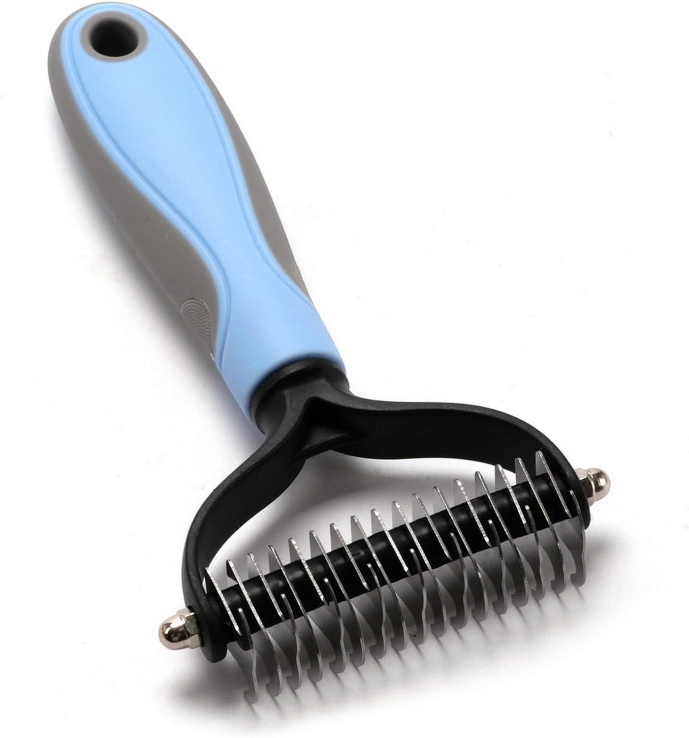 Pet Grooming Tool- 2 Sided Undercoat Rake For Dogs &Cats-Safe And