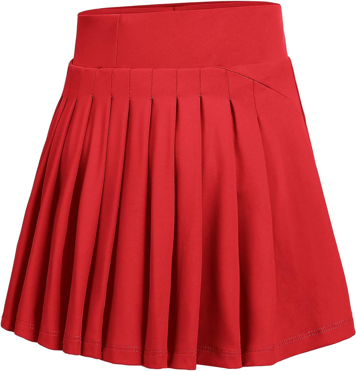 Zaclotre Girls High Waisted Pleated Tennis Skort Red Size 8-9