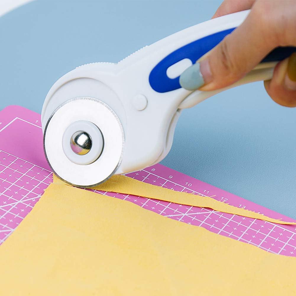 45mm Rotary Cutter with 5 Pcs Rotary Cutter Blades and A5 Cutting Mat, Rotary  Cutter for Fabric, Rotary Cutter Set for Quilting Sewing Arts Crafts, Sharp  and Durable 7Pcs