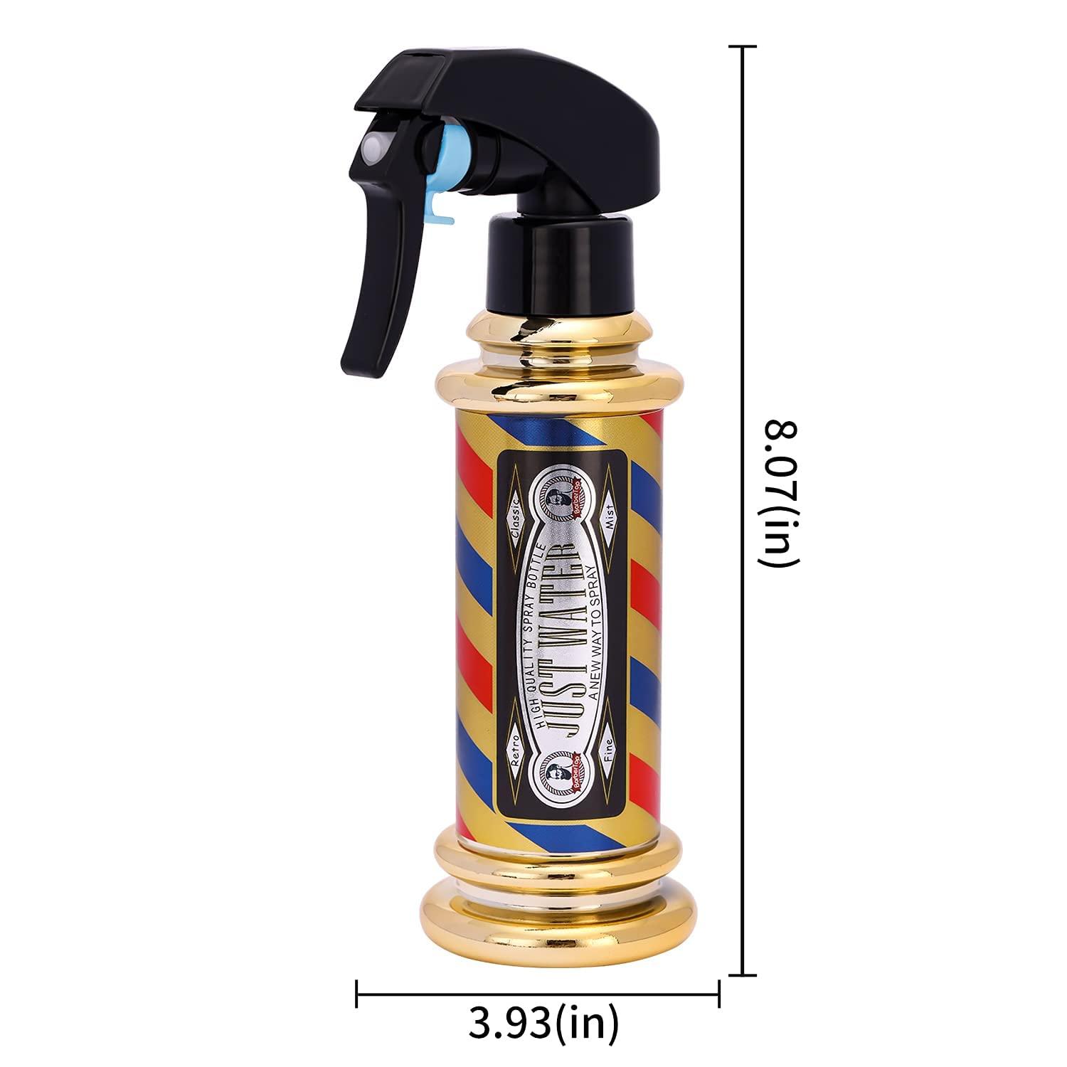 Barber's Pole Style Hair Spray Bottle,  fl oz Barber Stylist Fine Mist  Sprayer, Refillable Small Water Mister for Hairdressing, Cleaning  Solutions, Plants (pack of 2) Gold