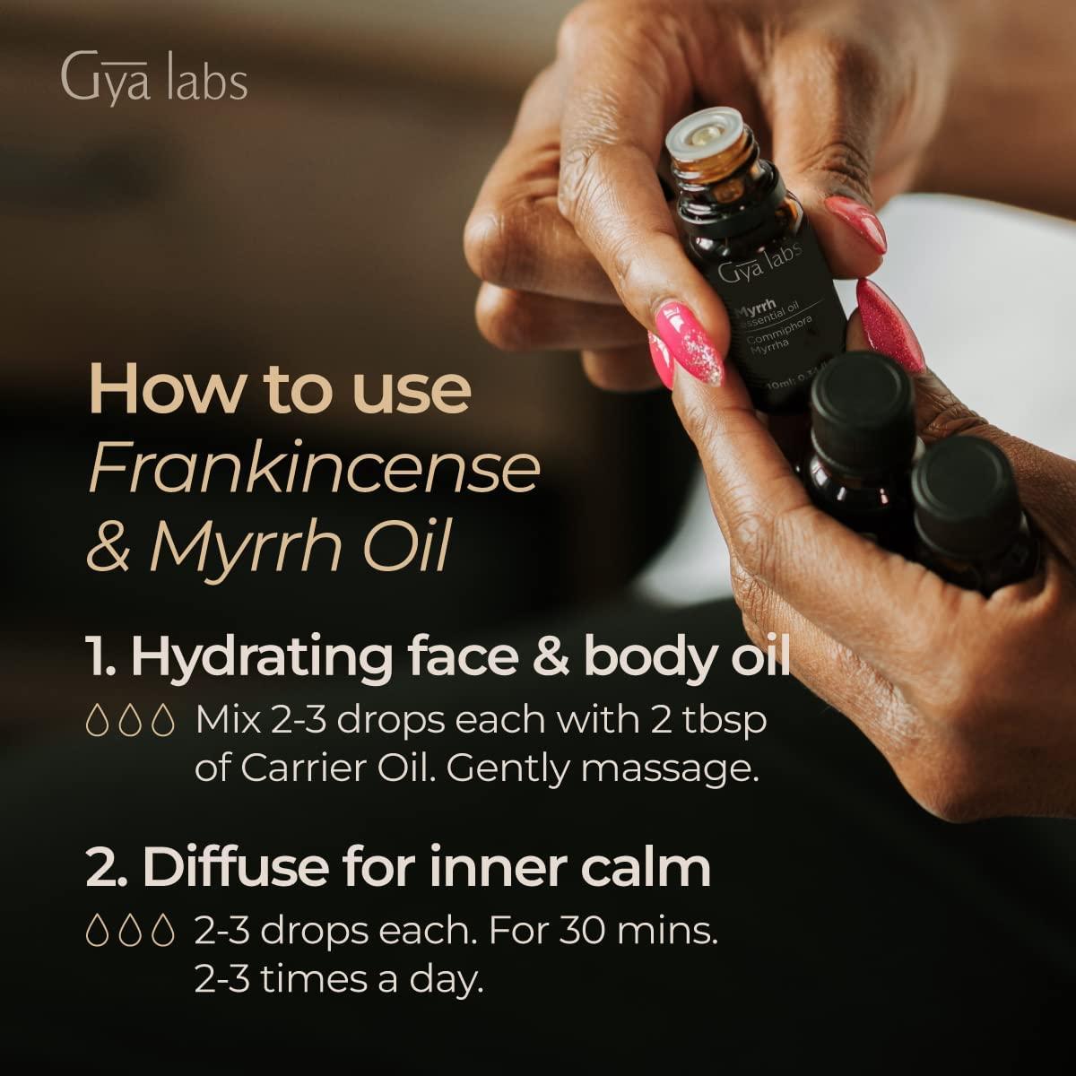 Gya Labs Frankincense & Myrrh Essential Oil (10ml x 2) - 100% Pure  Therapeutic Grade Frankincense and Myrrh Essential Oils for Skin, Diffuser  & Candle Making Frankincense & Myrrh 0.34 Fl Oz (Pack of 2)