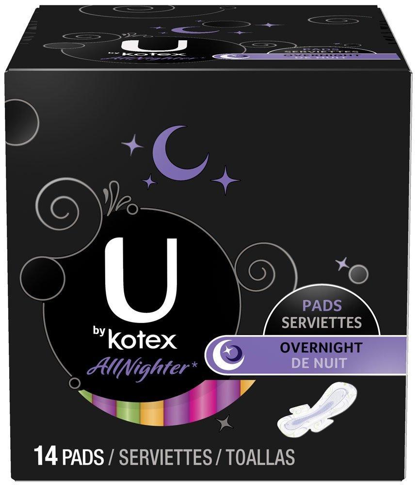 Kotex U All Nighter Pads Overnight 14 ct.