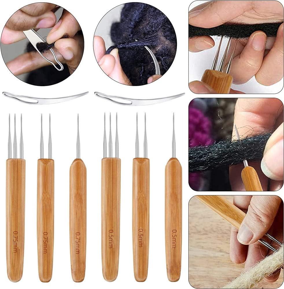 Triple Crochet Needles Bamboo Handle Micro Hook For Dreadlock Hair Making  Tools