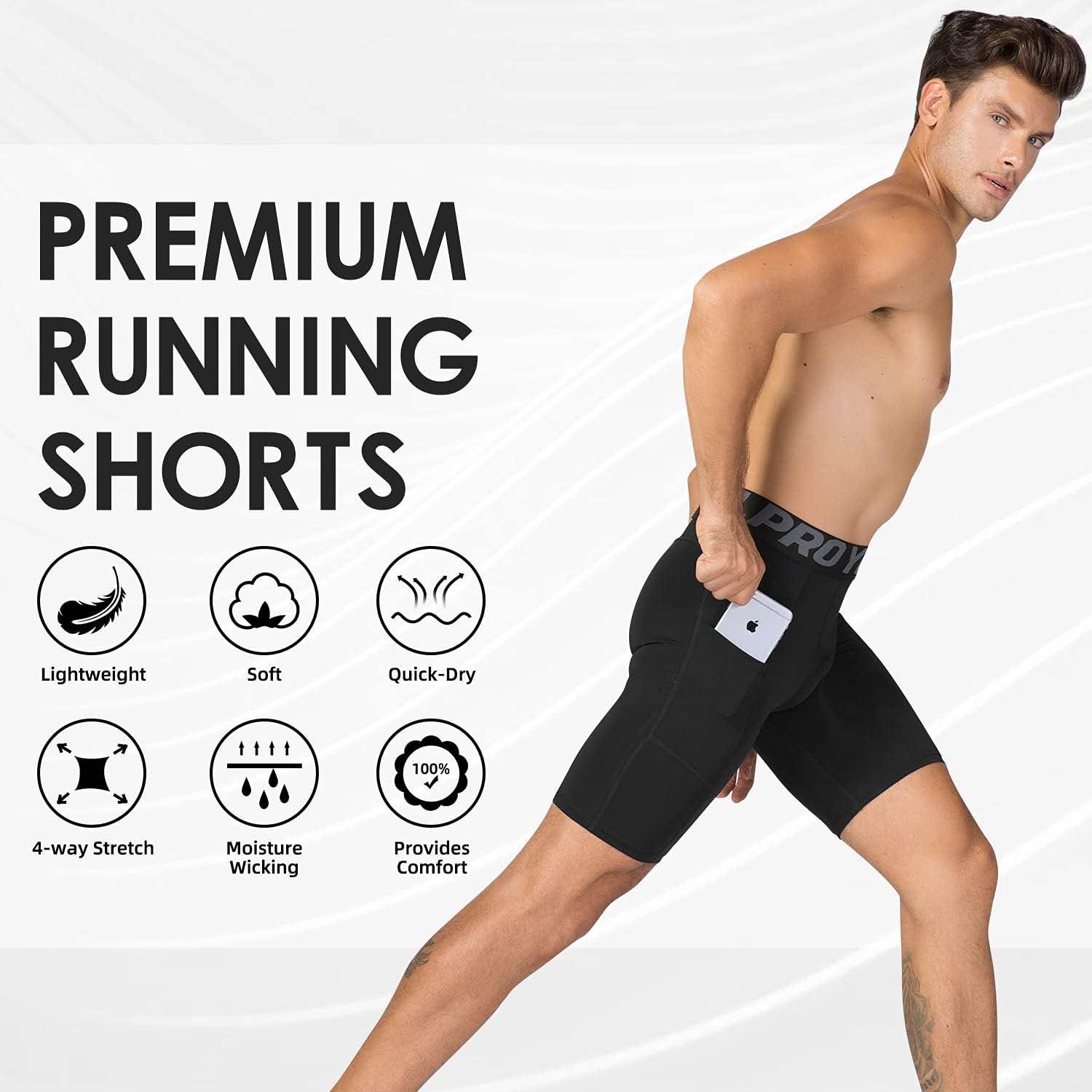 Compression Shorts Men 3 Pack Dry Fit Compression Underwear Spandex Running  Shorts Mens Workout Athletic Short Pocket 2 Pack # Black+white Large
