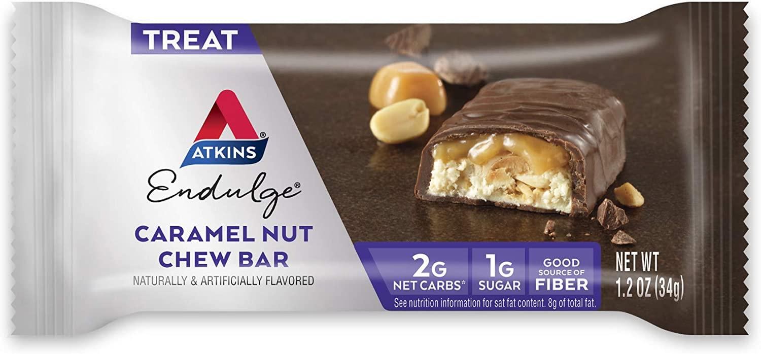 Atkins Endulge Treat Caramel Nut Chew Bar. Rich & Decadent Treat. Keto