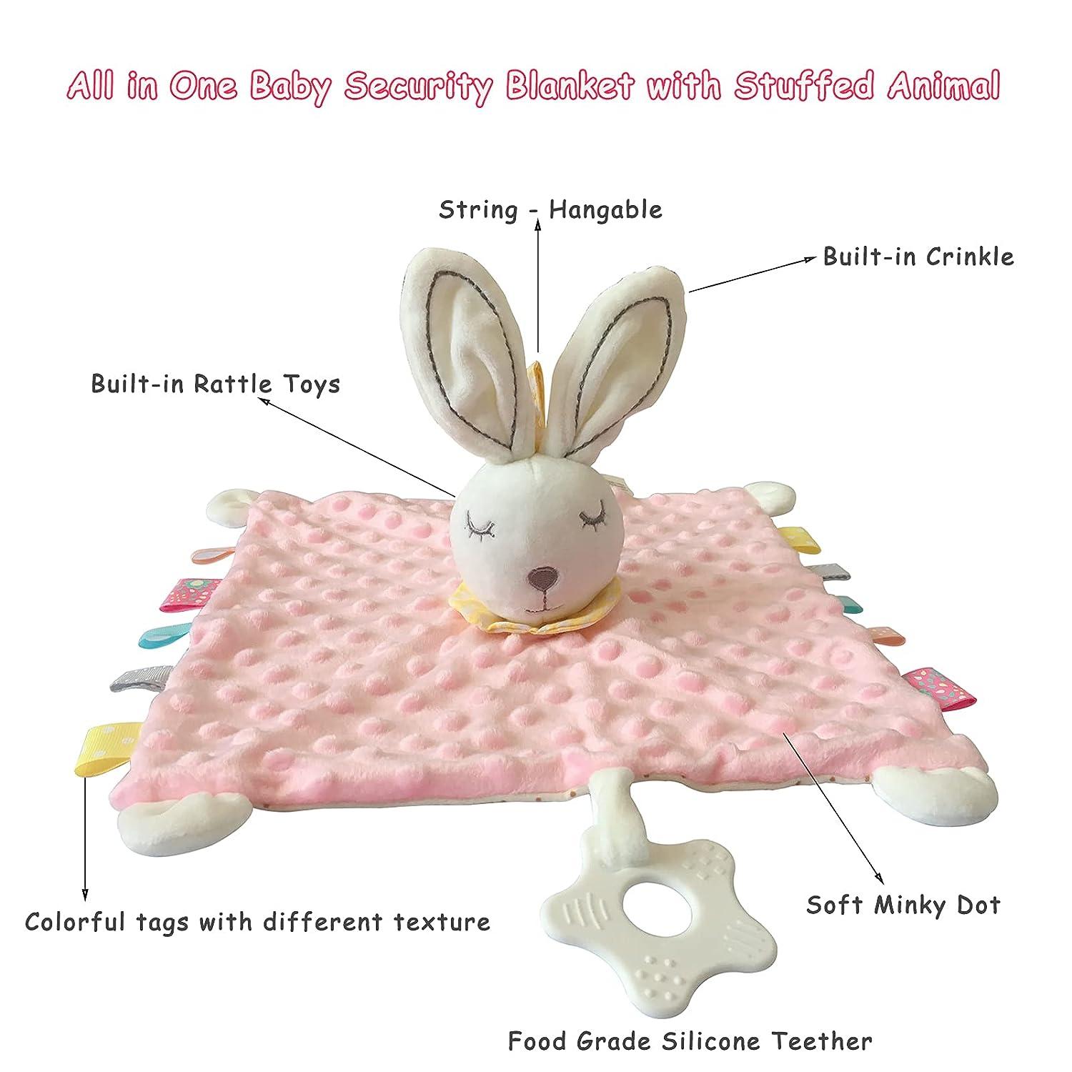 Stuffed Soft Dot Baby Blanket Tags Toy Blanket Blanket Soothing Security with Infant Teether for Super Animal Bunny Security Plush Upalupa Minky Nowborn Pink Baby Textured Colorful Lovey Security Puppy Sensory Taggy